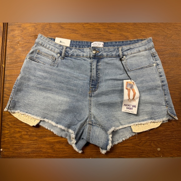 Wallflower Blue Denim Pocket Bag Shorts - Picture 1 of 2